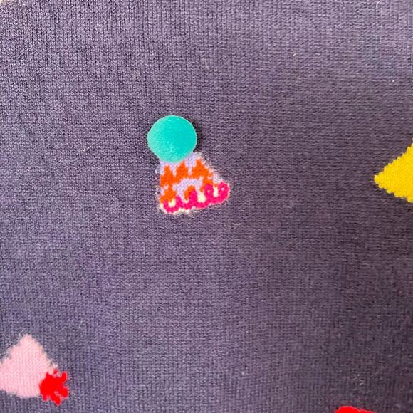 Talbots Sz M Party Hat Scoop Neck Sweater Navy with Multicolor Birthday Holiday - Picture 12 of 16